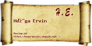 Hága Ervin névjegykártya